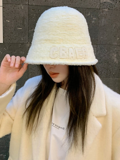 Casual Keep Warm Solid Color Letter Applique Bucket Hat-Homeunderwear