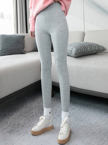 Simple Skinny Leg Keep Warm Solid Color Leggings-Homeunderwear