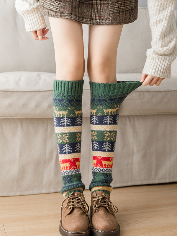 Knitting Keep Warm Printed Leg Warmers Accessories-Homeunderwear