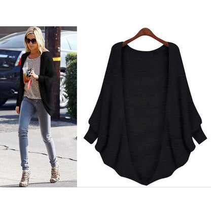 Clearance Loose Long Bat-wing Sleeves V-neck Regular Cardigan