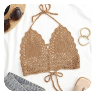 Sexy Knit Bikini Top(Brown)