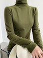 New Fashion Casual Skinny Keep Warm Solid Color High-Neck T-Shirts Tops-Homeundewear