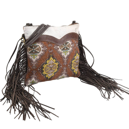 Free Shipping For Brown Crossbody With Fring Fur Canvas And Zipper Closure