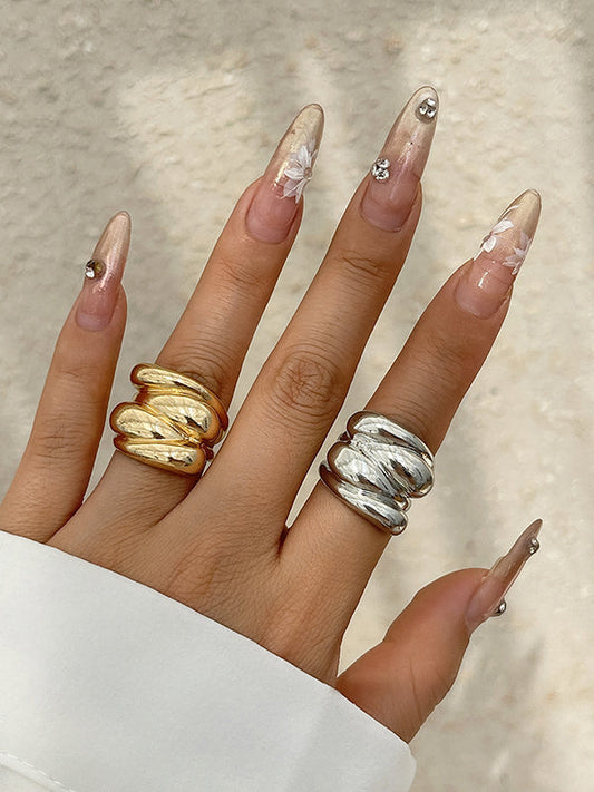 Geometric Shiny Solid Color Rings Accessories