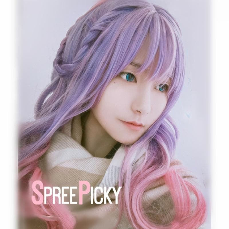 Free Shipping For Hivava Purple Pink Gradual Change Pastel Lolita Long Curl Wig