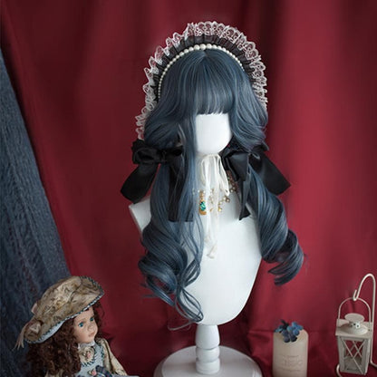 Free Shipping For Hivava Lolita Fog Blue Long Curly Wig