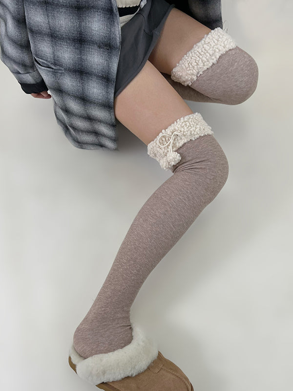 Leisure Fashion Keep Warm With Hairball Stockings Accessories-Homeunderwear