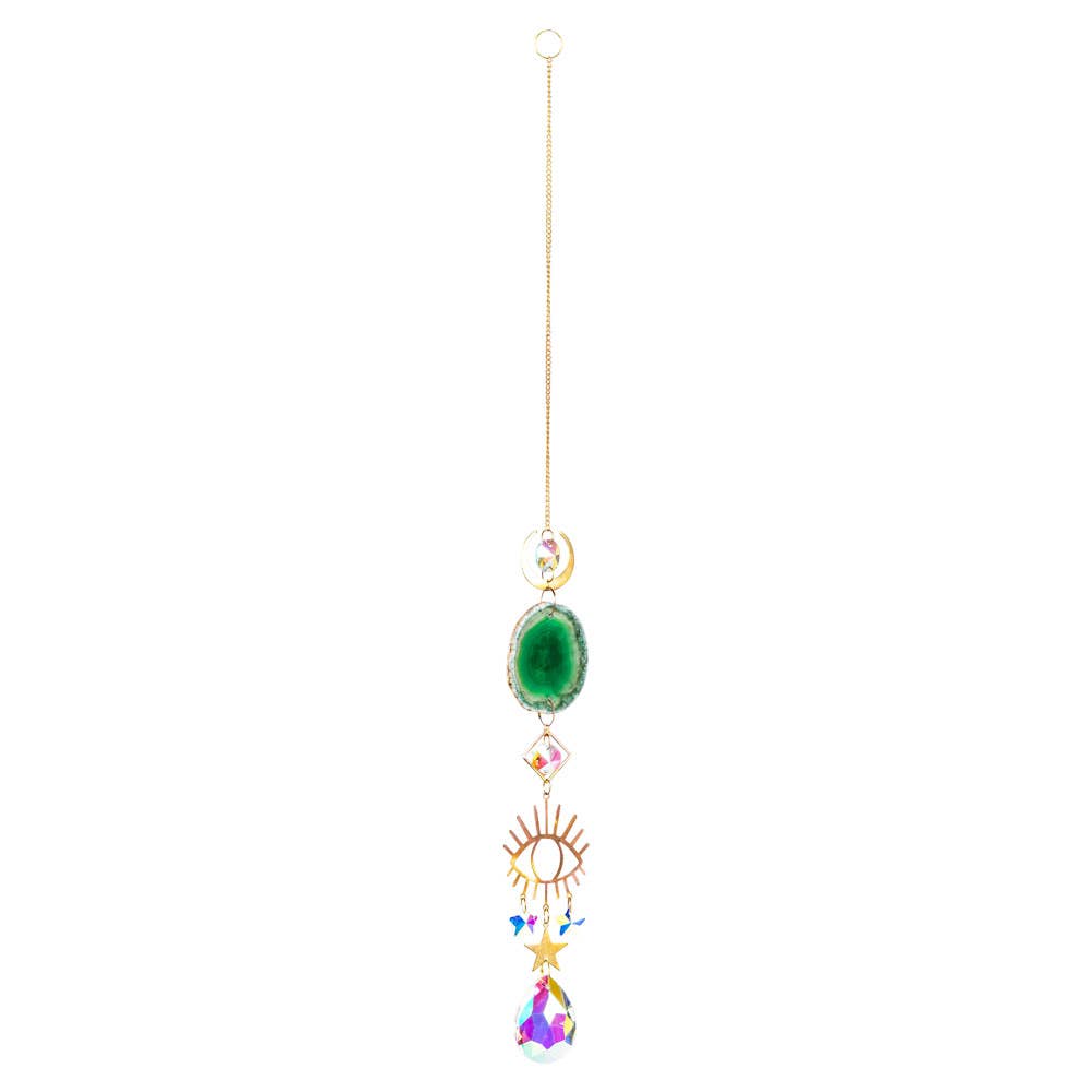 Free Shipping For EVIL EYE/AGATE CRYSTAL SUNCATCHER