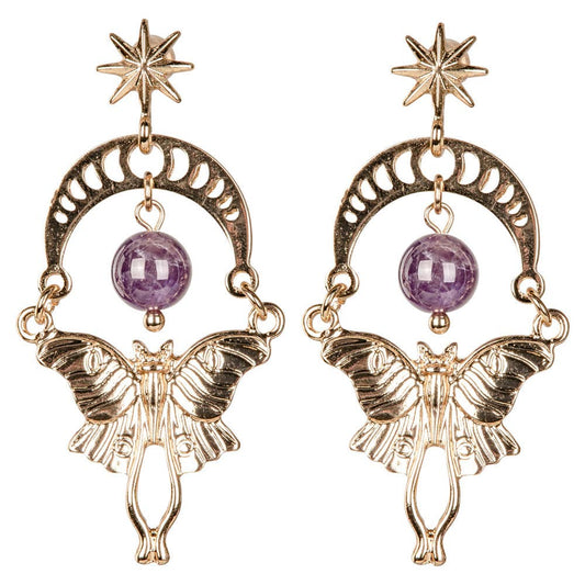 Free Shipping For Moon Phases Moth Earrings