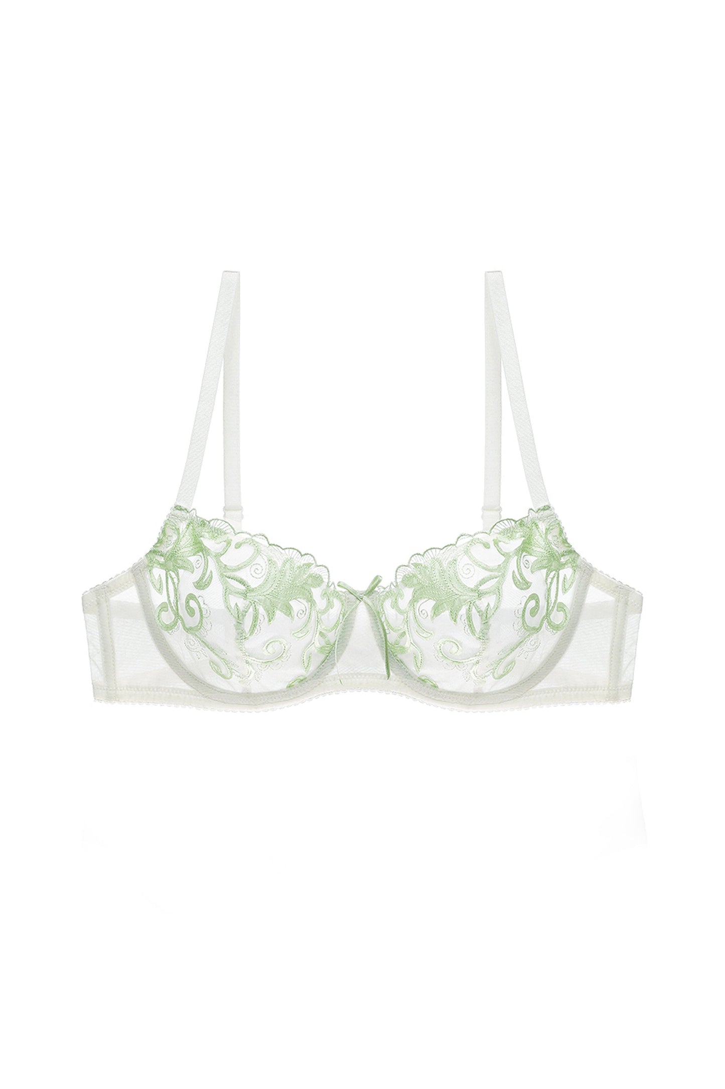 Sexy White Flower Embroidery Lingerie Bra