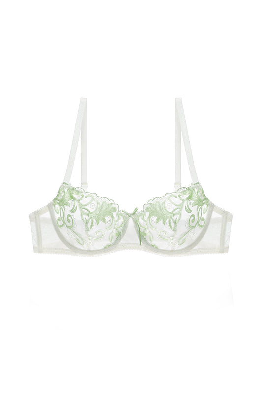 Sexy White Flower Embroidery Lingerie Bra