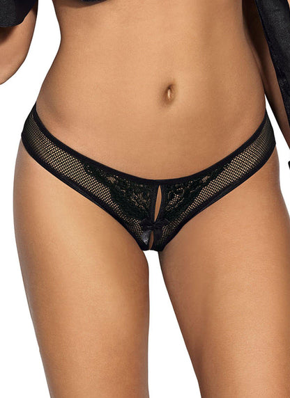 8895 Black Peekaboo Brazilian Panty w/Ties