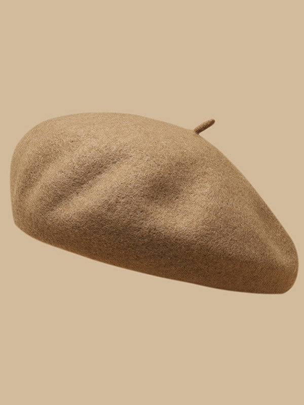 Simple Wool Solid Color Beret Hat-Homeunderwear