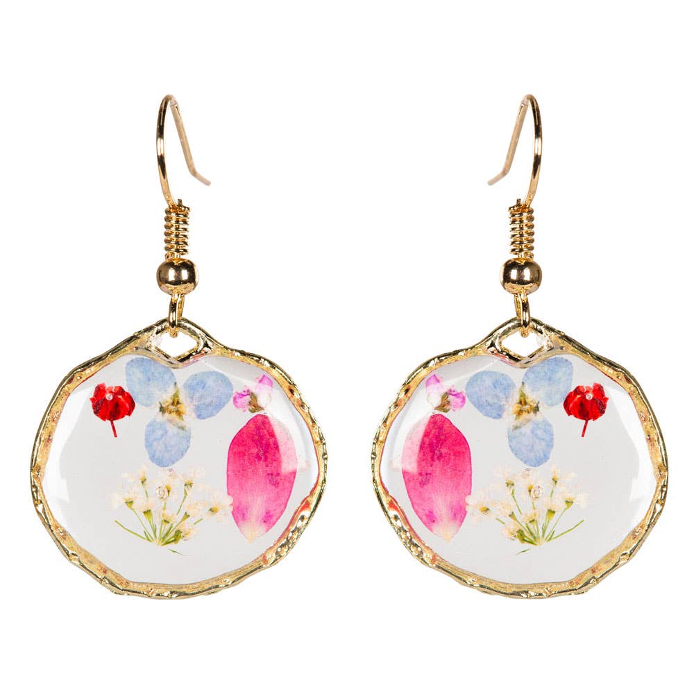 Free Shipping For DRIED FLOWER ROUND EARRINGS