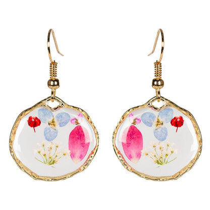 Free Shipping For DRIED FLOWER ROUND EARRINGS