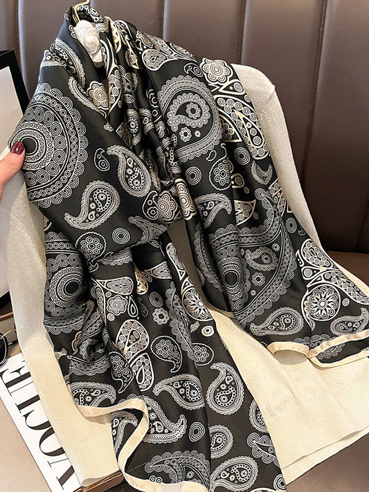 Chic Printed Silk Imitation Warm Shawl&Scarf-Homeunderwear