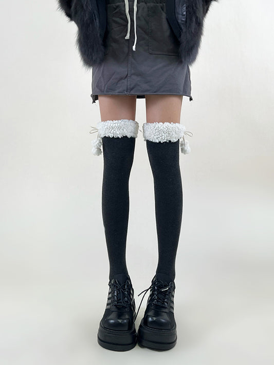 Leisure Fashion Keep Warm With Hairball Stockings Accessories-Homeunderwear