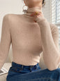 New Fashion Simple Skinny Long Sleeves Solid Color Sweater Tops-Homeundewear