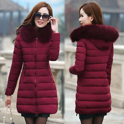 Free Shipping ForFur collar mid-length thick down cotton