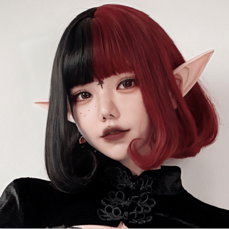 Free Shipping For Hivava Vampire Clown Colorblock Short Straight Wig With Neat Bangs