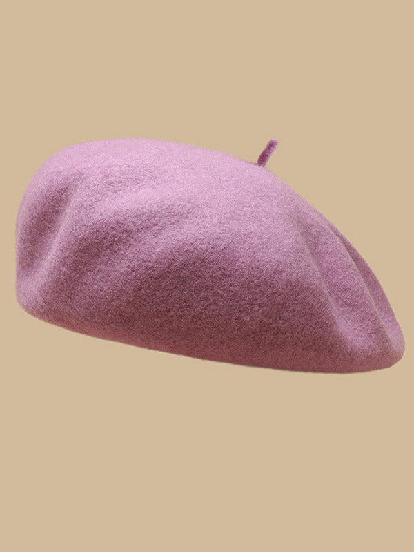 Simple Wool Solid Color Beret Hat-Homeunderwear