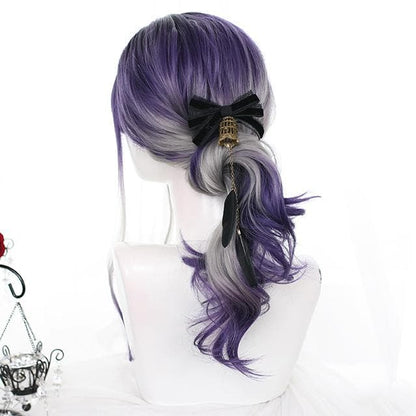 Free Shipping For Hivava Gradient Purple Grey Wave Long Wig