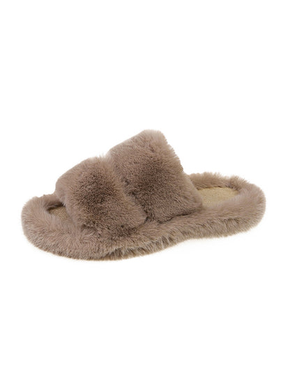 Simple Velvet Keep Warm Solid Color Slippers-Homeunderwear