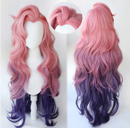 Free Shipping For Hivava LoL Seraphine Cosplay Loose Wave Pink Mixed Purple Wig