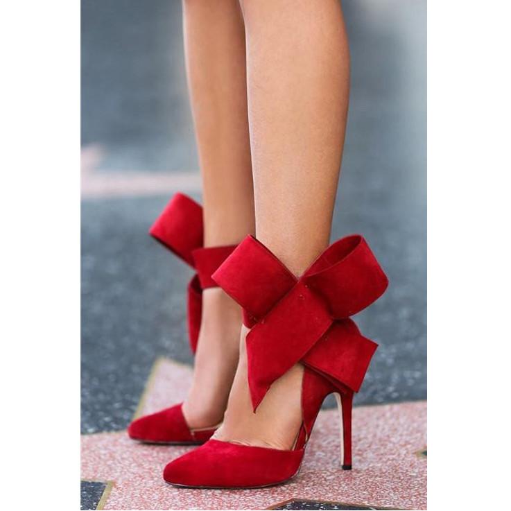 Free Shipping Charming Removable Big Bow High Heel Heels Shoes