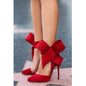 Free Shipping Charming Removable Big Bow High Heel Heels Shoes