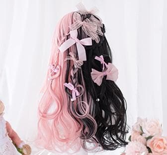 Free Shipping For Hivava Black Pink Mix Long Lolita Wig