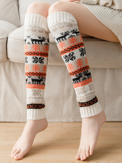 Knitting Keep Warm Printed Leg Warmers Accessories-Homeunderwear