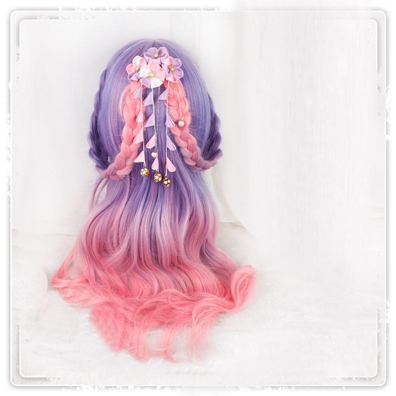 Free Shipping For Hivava Purple Pink Gradual Change Pastel Lolita Long Curl Wig