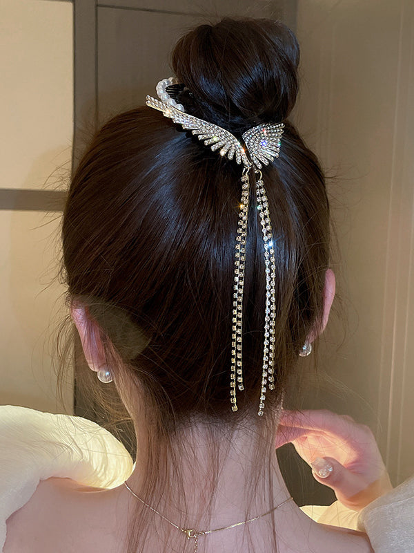 Geometric Rhine Stones Tasseled Hair Accessories