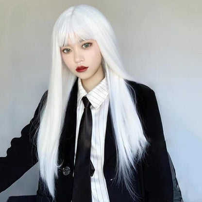 Free Shipping For Hivava White Harajuku Gothic Girl Long Wig