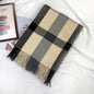 Contrast Color Plaid Imitation Cashmere Tassled  Shawl Scarf