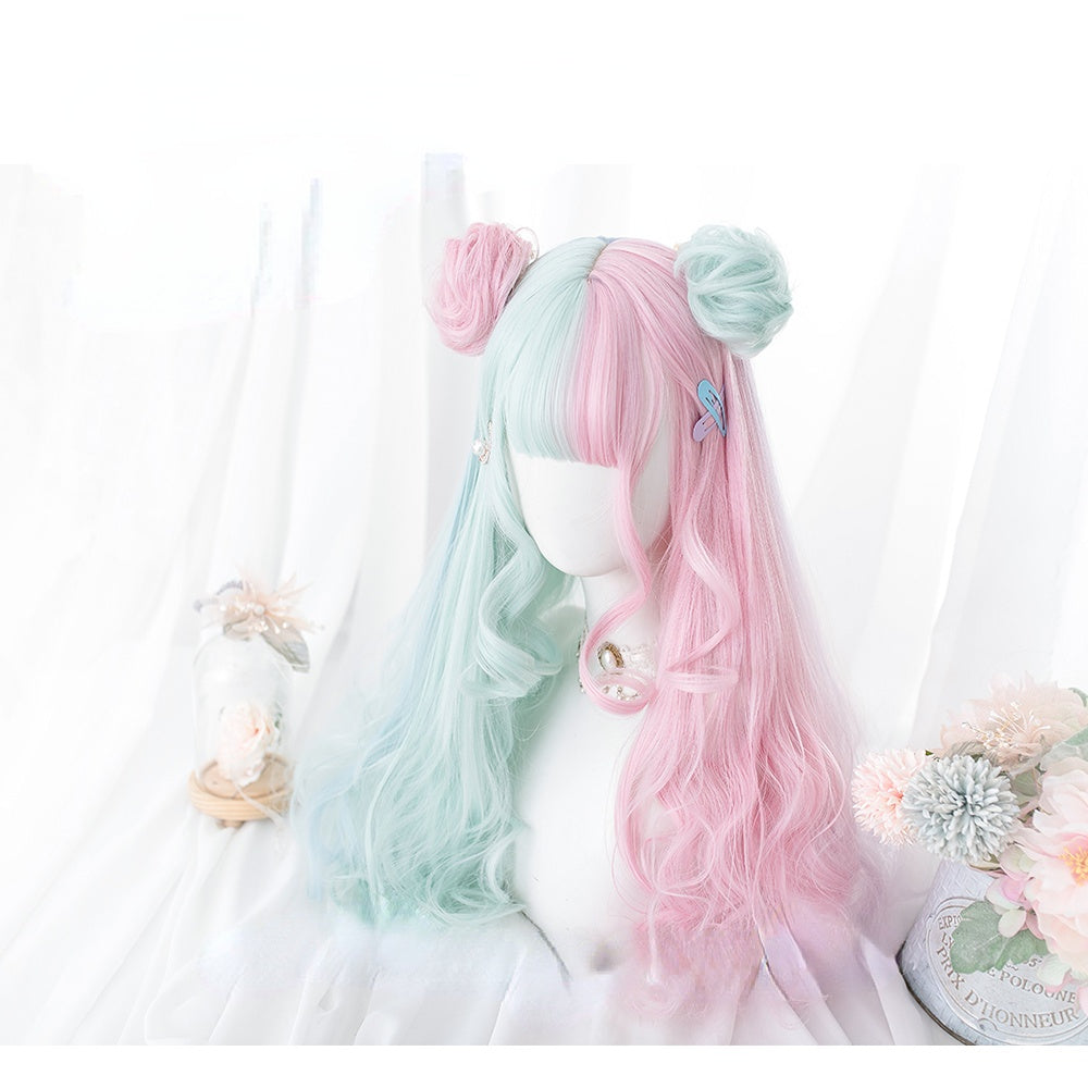 Free Shipping For Hivava Alice Bear Cotton Candy Parted Pink Mint Wig