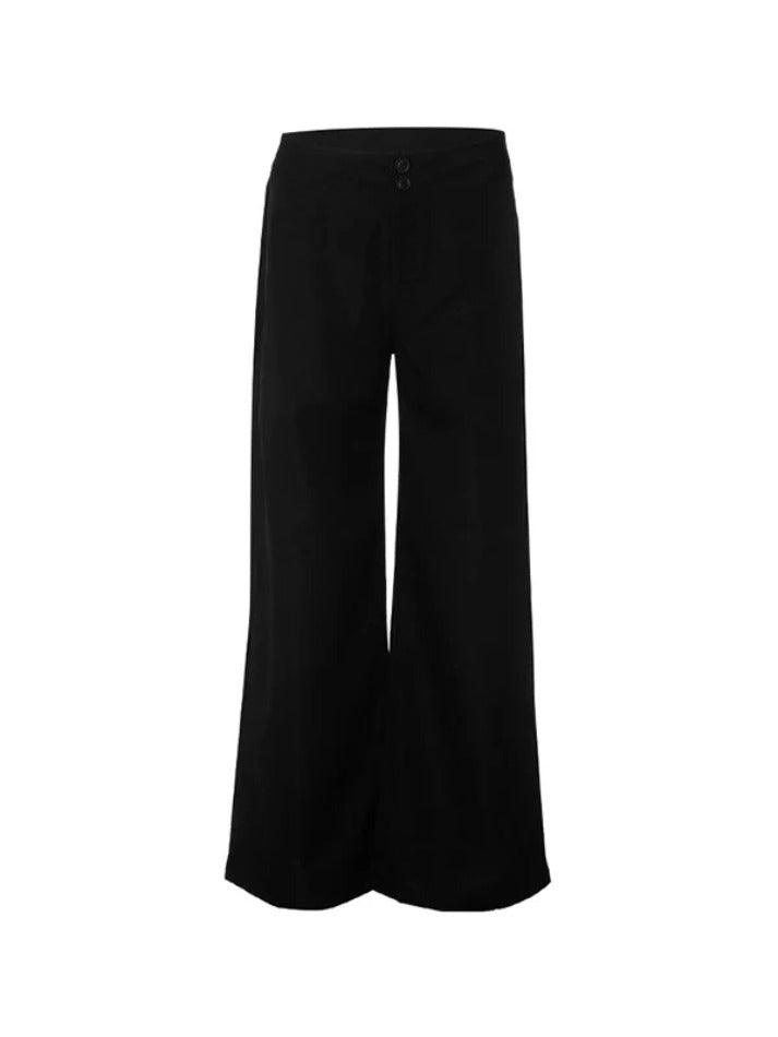 Solid High Rise Flared Straight Leg Pants