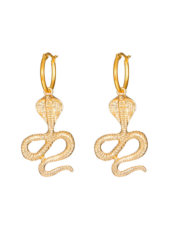 Geometric Snake Shape Solid Color Drop Earrings