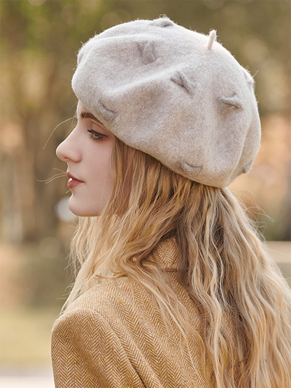 New Fashion Urban Wool Bow-Embellished Beret Hat-Homeundewear