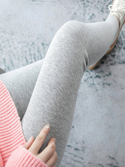 Simple Skinny Leg Keep Warm Solid Color Leggings