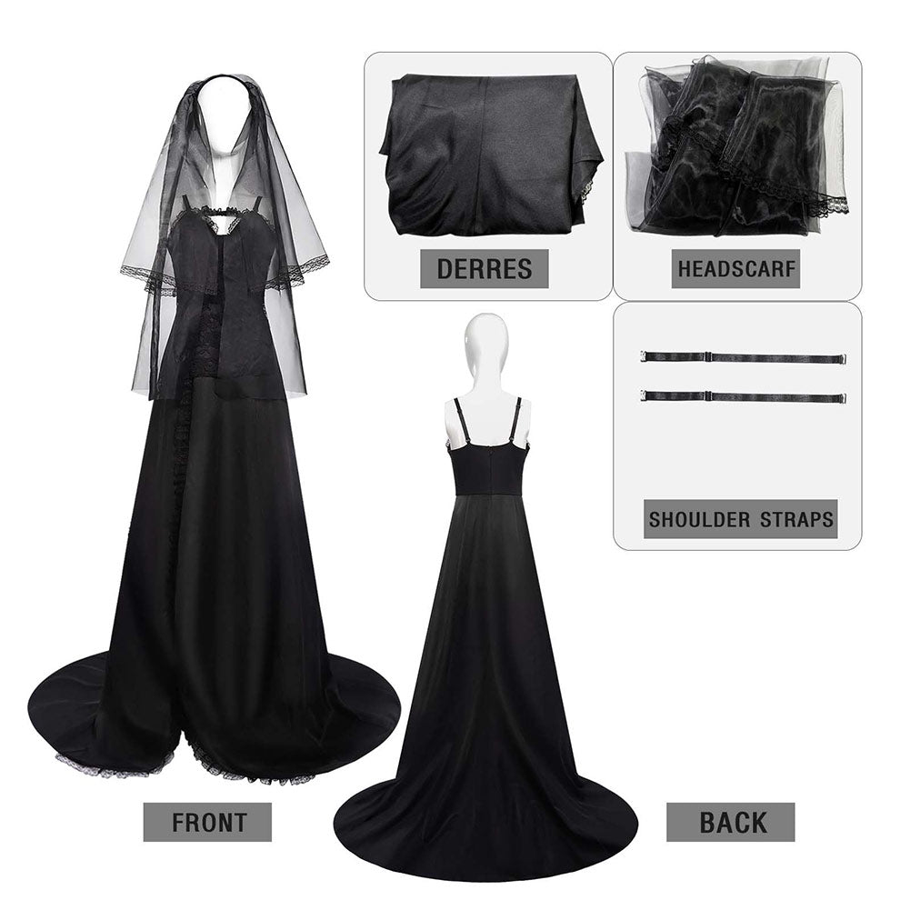 Free Shipping For_eetlejuice 2024 Movie Astrid Deetz Women Gothic Black Dress Party Carnival Halloween Cosplay Costume