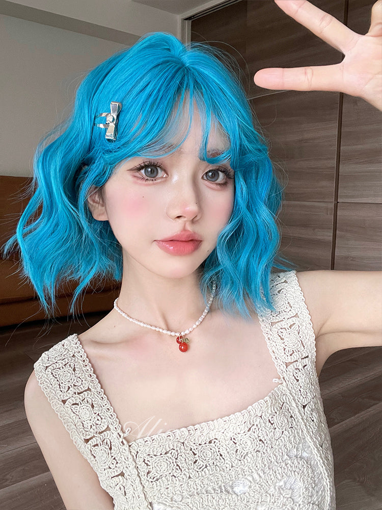 Free Shipping For Hivava Casual Series Hot Neon Blue Short Curly Wig