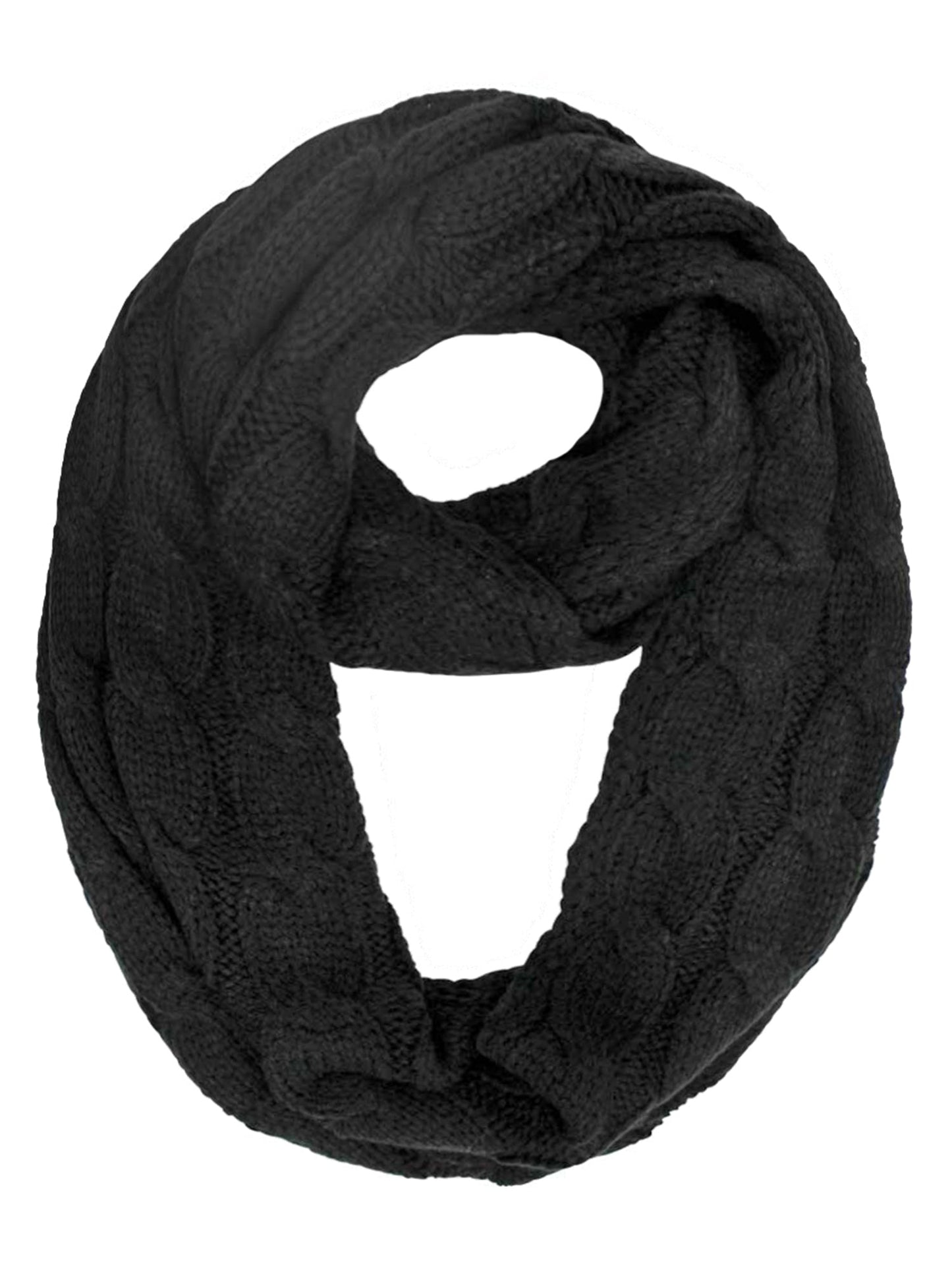 Thick Cable Braid Knit Infinity Scarf