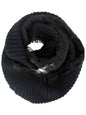 Ribbed Knit Circle Infinity Scarf With Chiffon