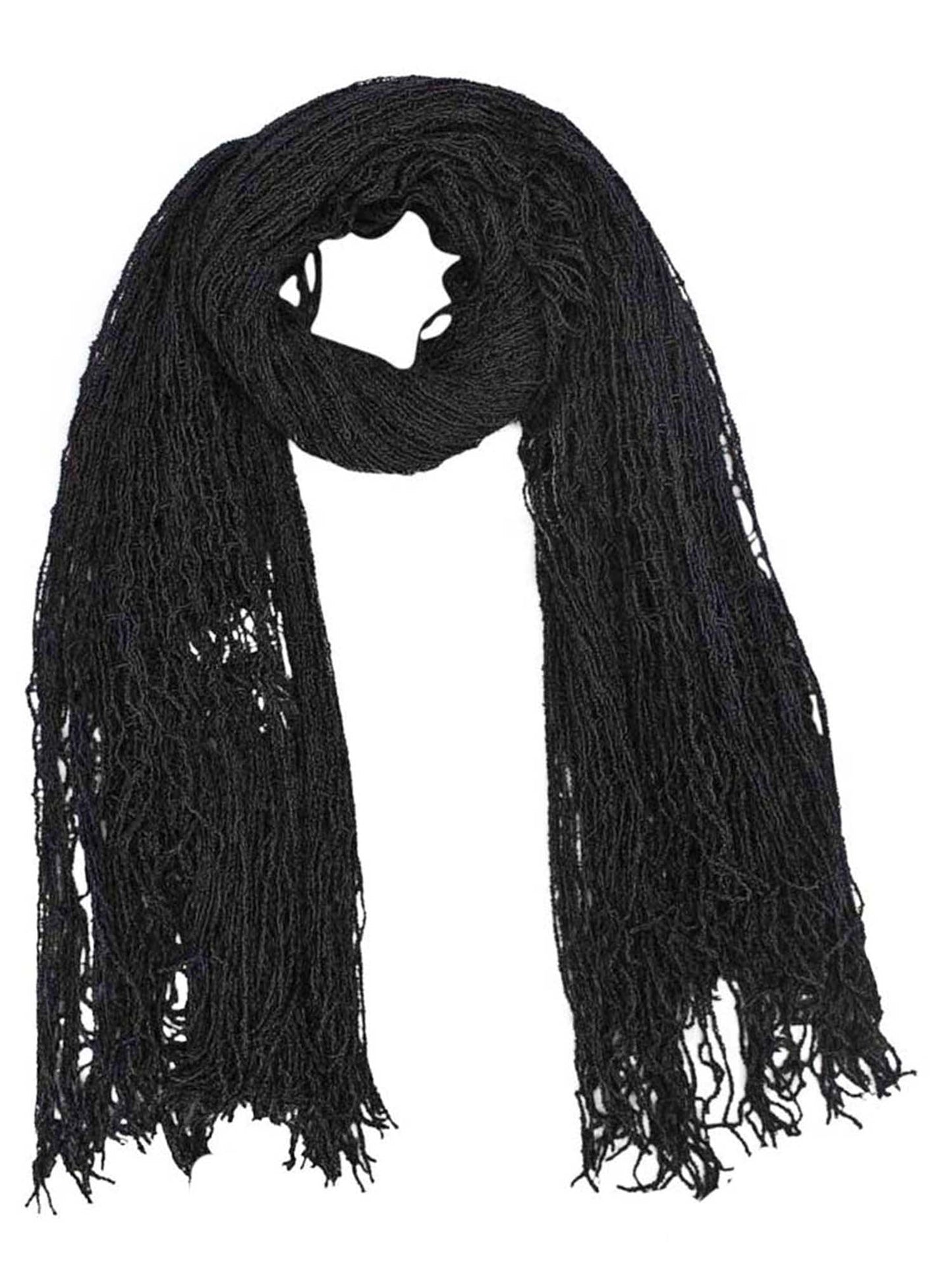 Wispy Knit Fringe Square Scarf