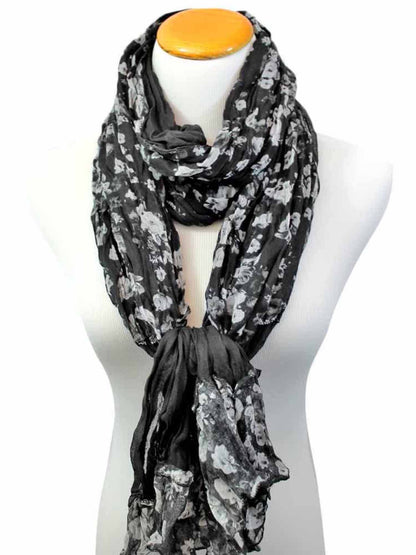 Graceful Floral Ruffle Scarf Shawl