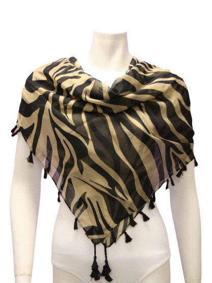 Zebra Striped Scarf With Tassels