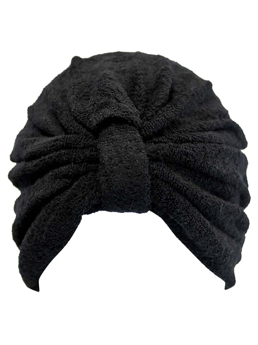 Black Soft Terry Cloth Turban Head Wrap