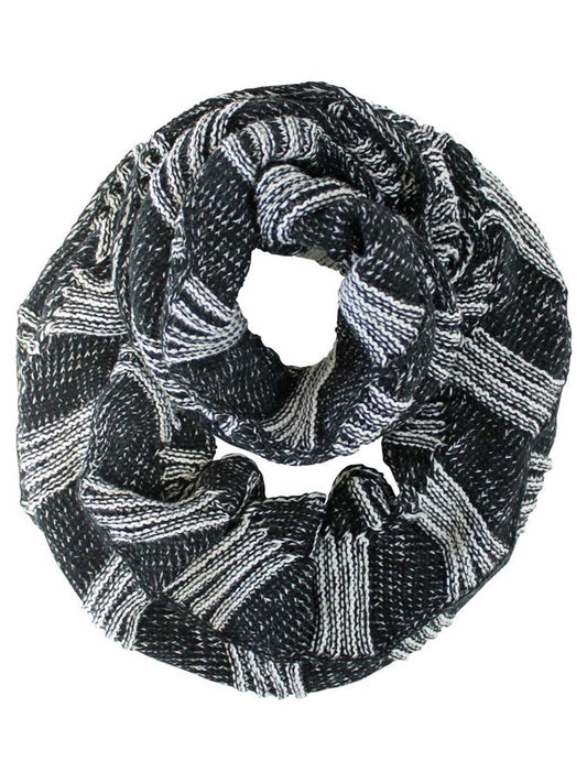 Two-Tone Knit Unisex Winter Infinity Scarf